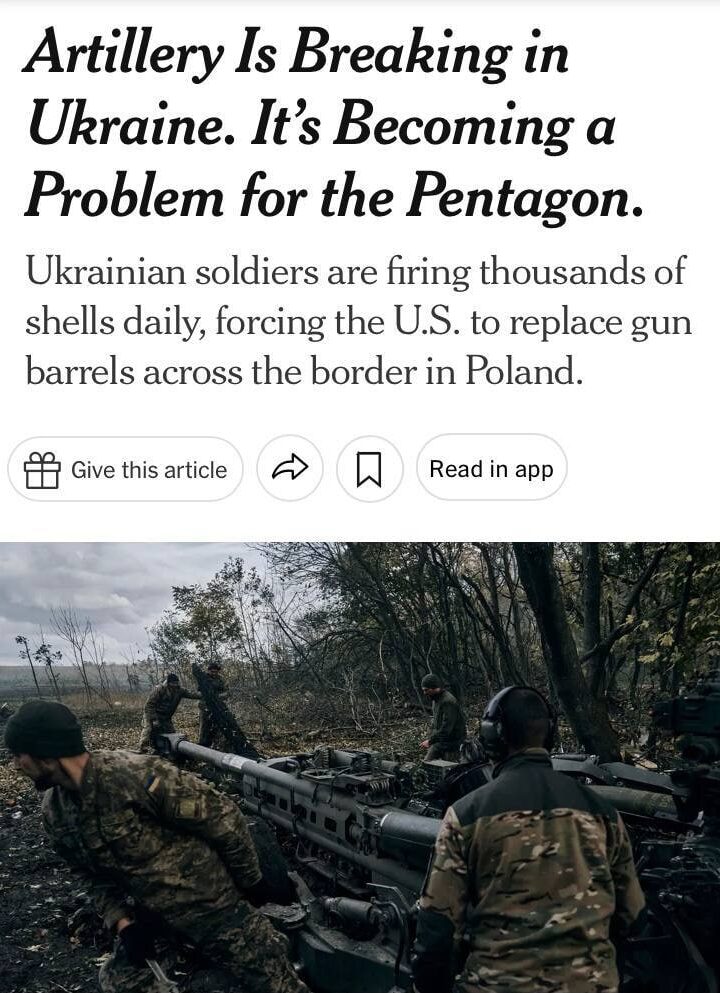 New York Times: Pentagon Complains About Frequent Breakage of Artillery Supplied to Ukraine
